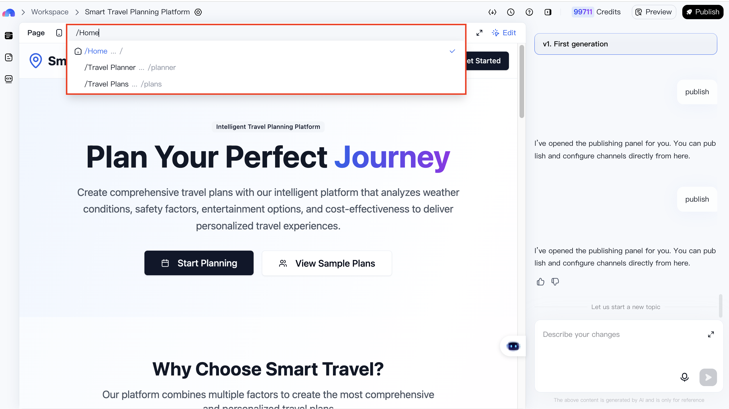 Page Switching Interface