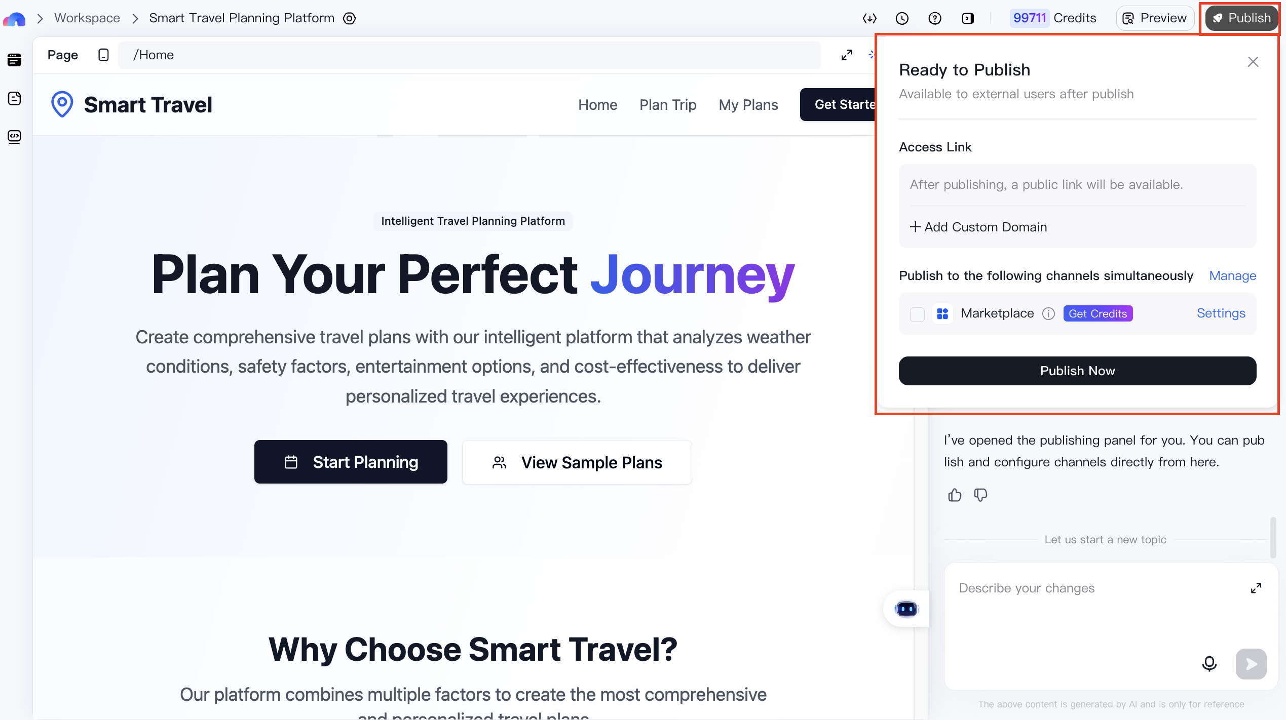 Publish Application Interface