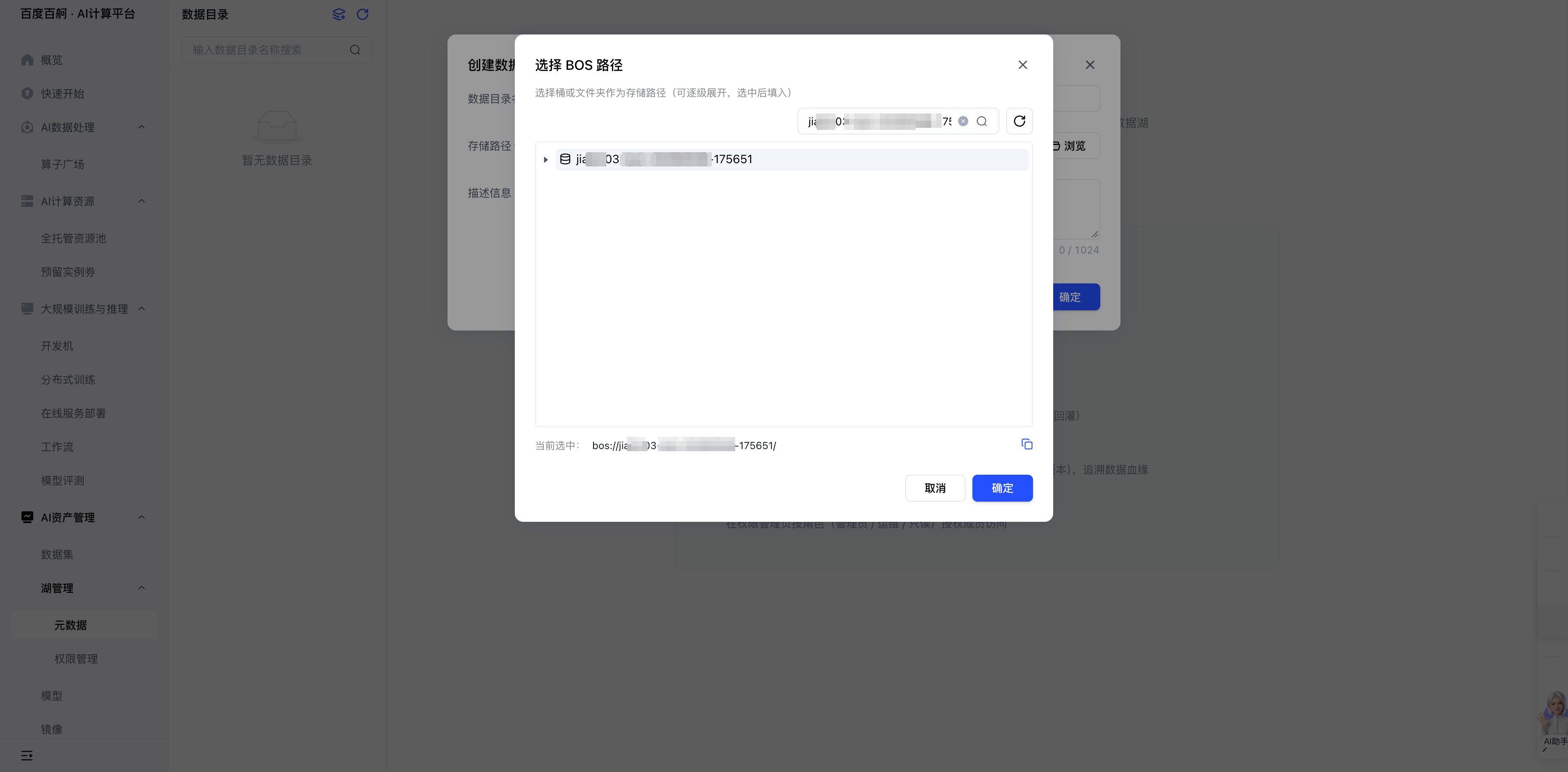 选择 BOS 路径已选中