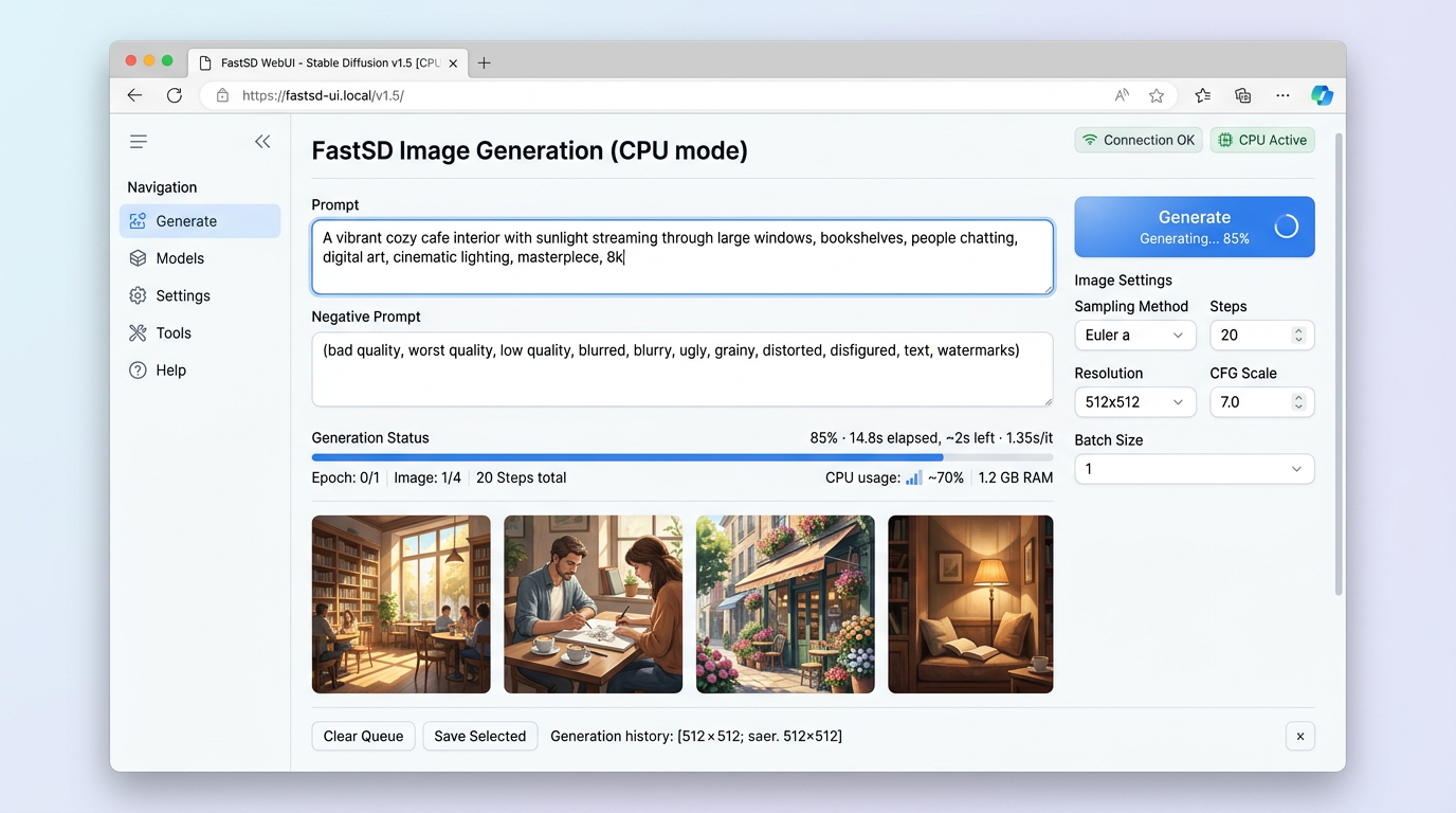 FastSD CPU 部署完成效果图